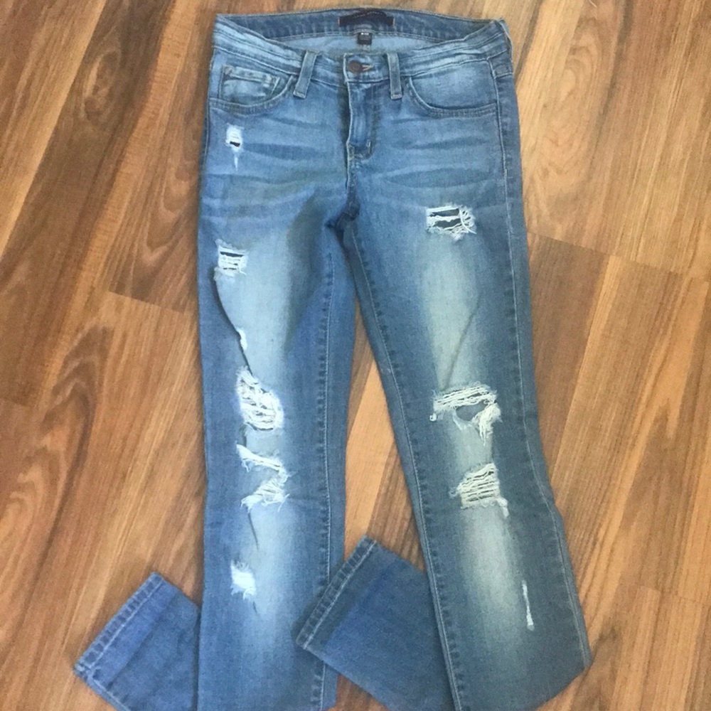 Flying monkey light wash skinny jeans